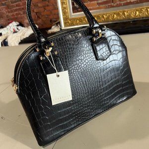 Isabelle Black Faux Leather Handbag with straps